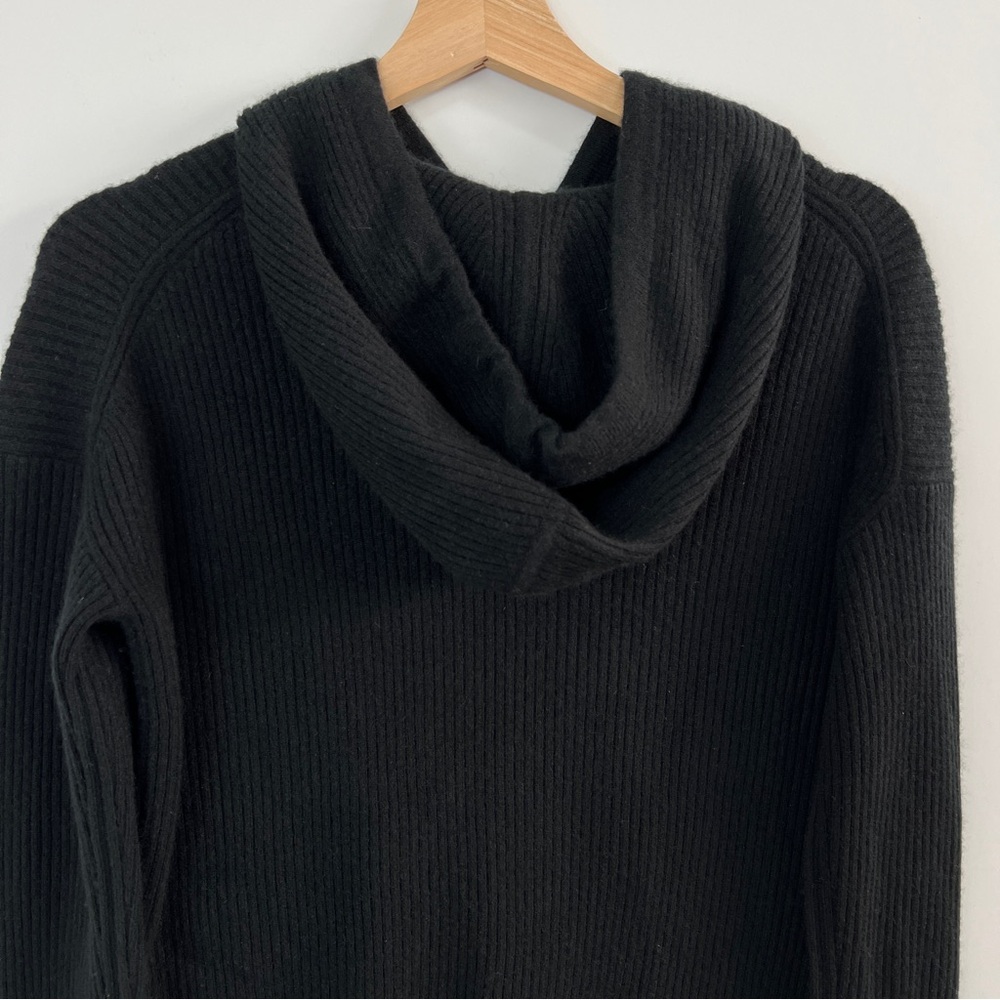 NWT Naadam Luxe Cashmere Ribbed Hoodie Pullover Sweater Black XS - Picture 7 of 11